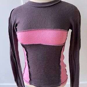 BDG Urban Outfitters Women’s Pink & Eggplant Color Block Long Sleeve Size Small